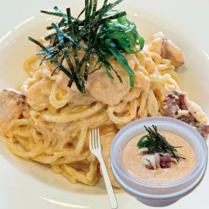 【パスタ】やりいかと大葉の濃厚明太子クリーム